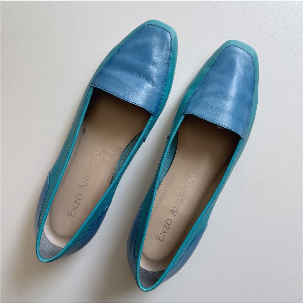 Enzo Angiolini Blue Colorblock Leather Liberty Loafers Size 9 - Picture 7 of 9
